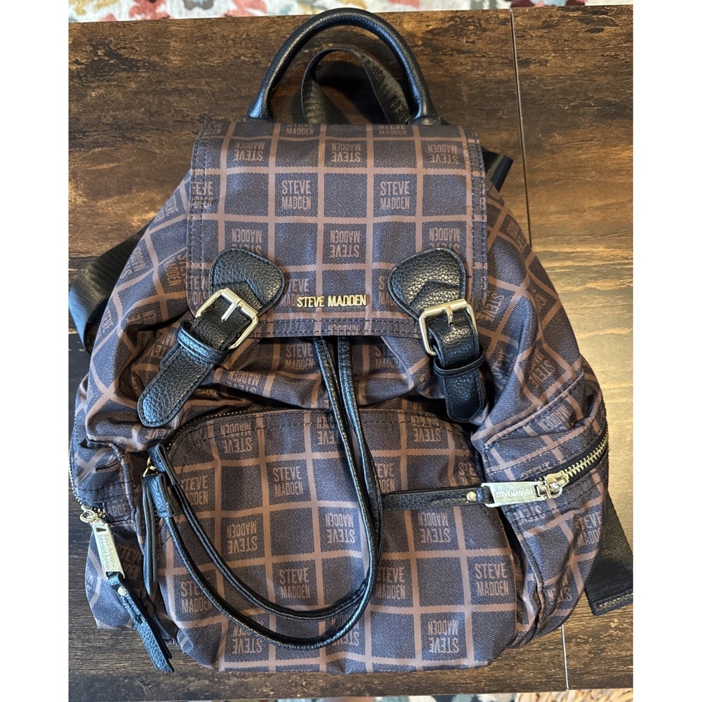 Steve Madden Dark Brown Nylon Backpack Adjustable Straps
